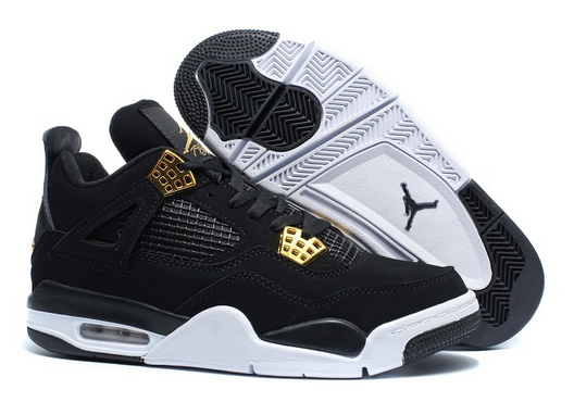 Air Jordan 4 Royalty Black Metallic Gold White Shoes